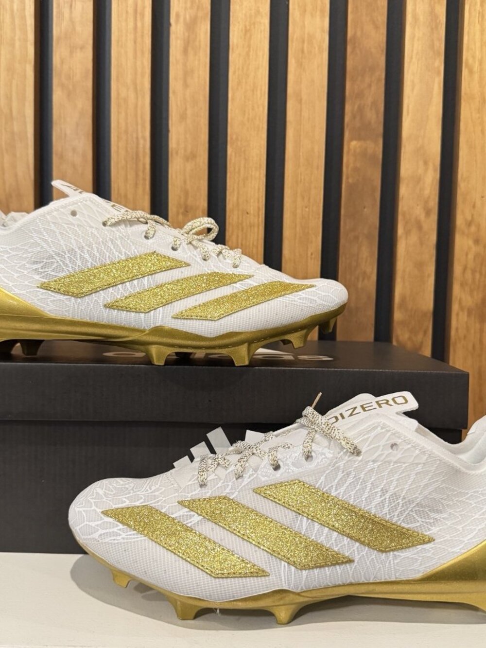 SIZE 9.5 - adidas adizero Electric White Gold Elite Football Cleats JH6254 NEW